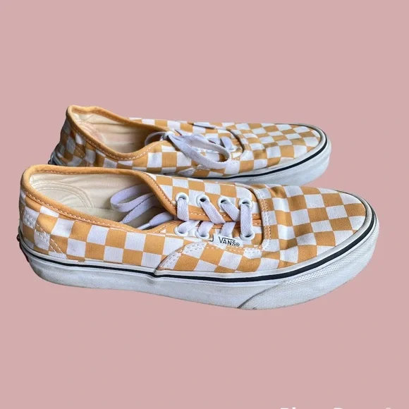 Vans Authentic Women's Checkerboard Yellow Low Top Lace Up - Picture 4 of 6